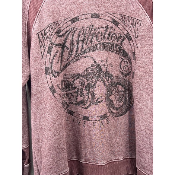 Affliction Live Fast Motorcycles Sweatshirt Women's Size XL Brown/Mauve - Picture 4 of 6